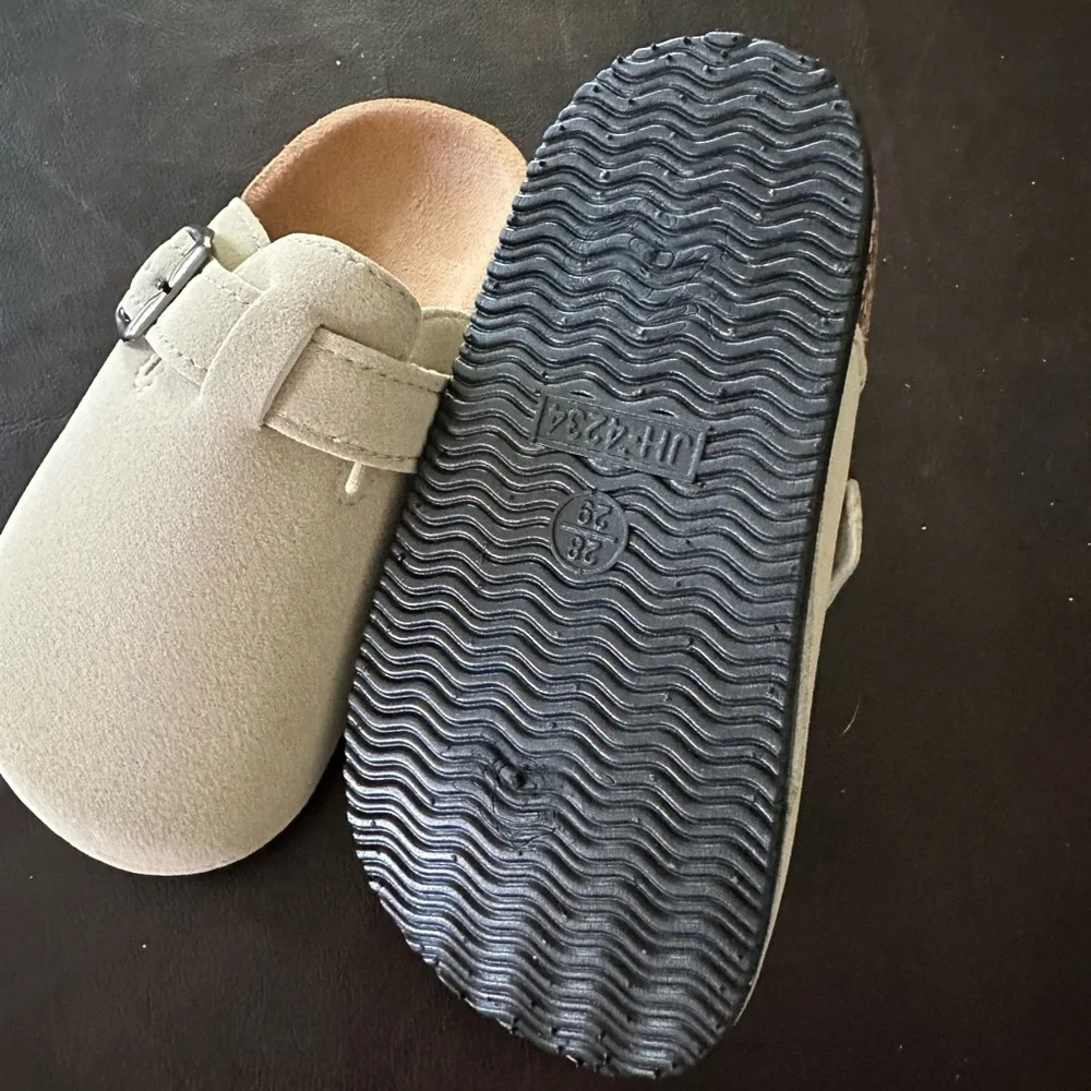 Kids Beige Buckle Slip-On Shoes
